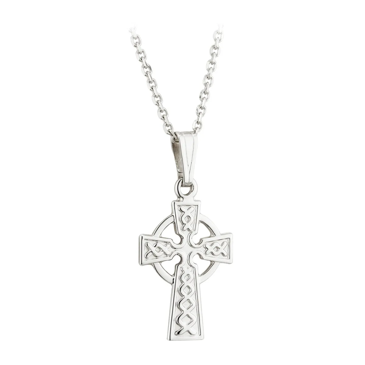 14k White Gold Petite Celtic Cross Necklace...