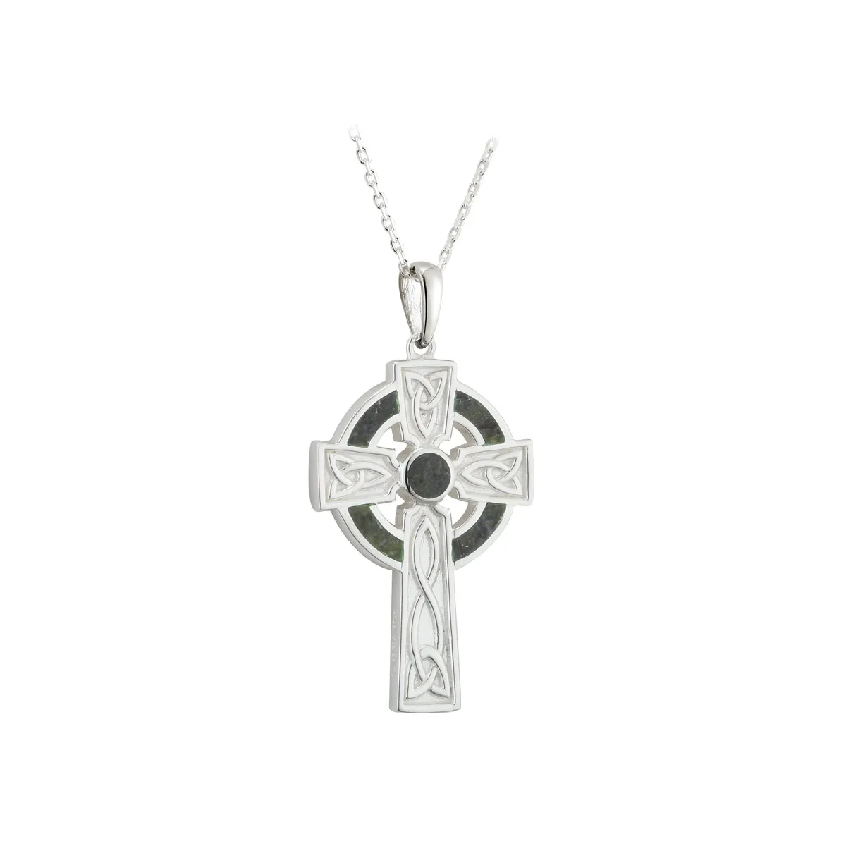 Sterling Silver Connemara Marble Celtic Cross Pendant