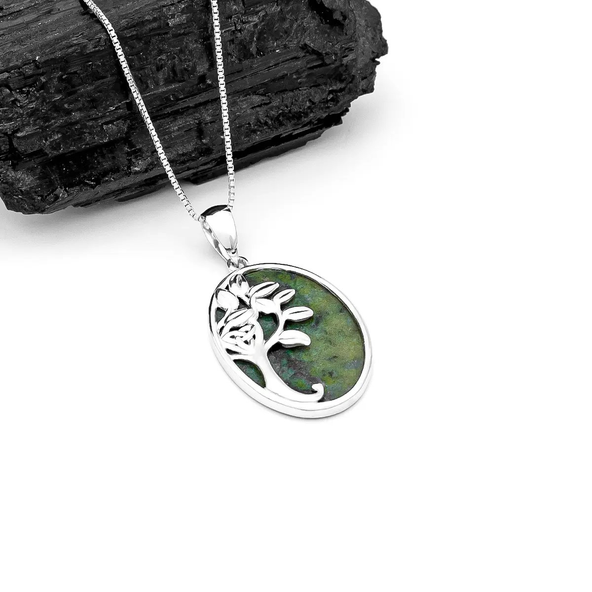 Silver Connemara Marble Ladies Tree Of Life Necklace 3...