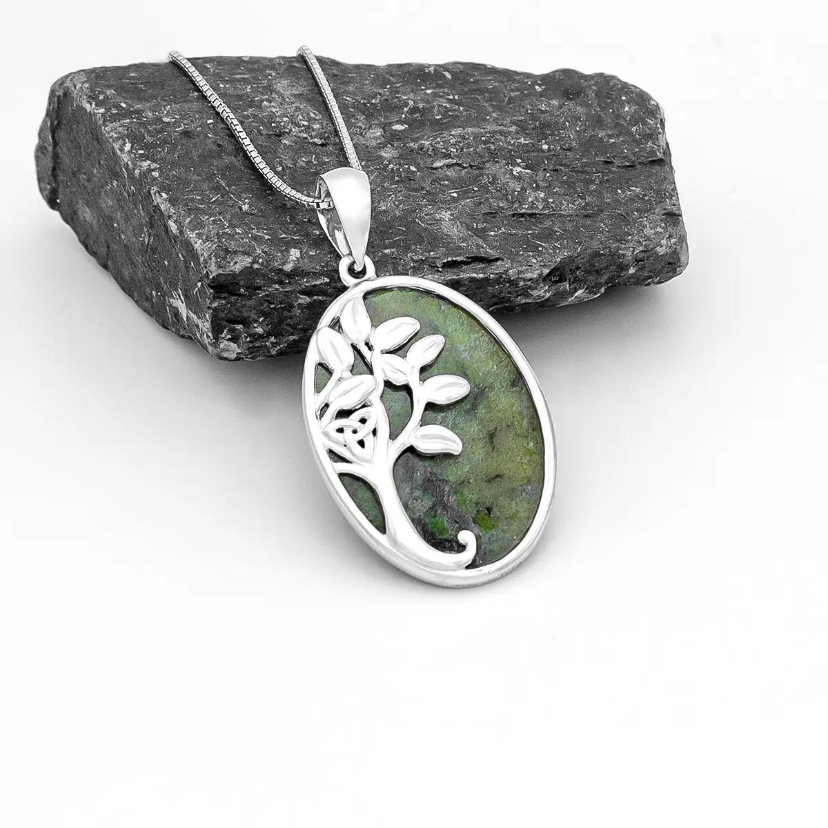 Sterling Silver Connemara Marble Celtic Tree Of Life Necklace...