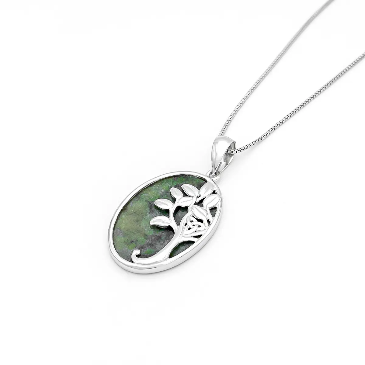Silver Connemara Marble Ladies Tree Of Life Necklace 5...