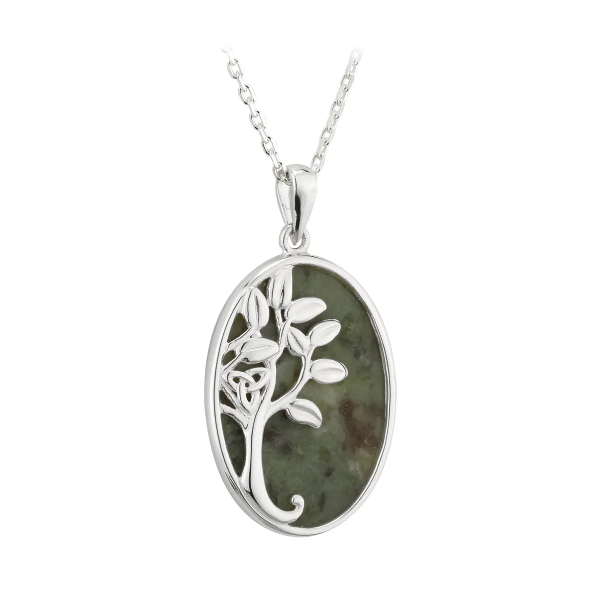 Sterling Silver Connemara Marble Tree Of Life Necklace 0