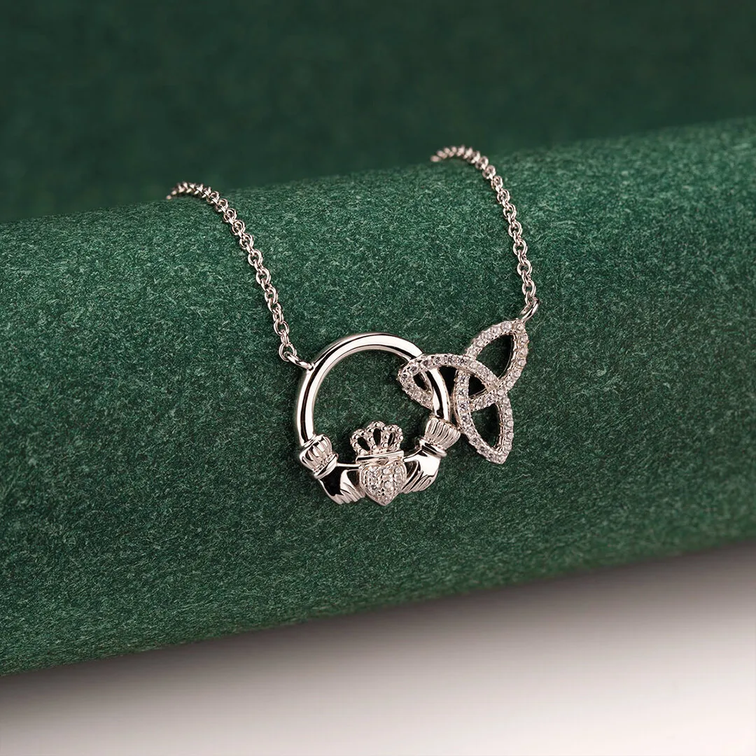 Sterling Silver Interlocking Claddagh Trinity Knot Pendant2...