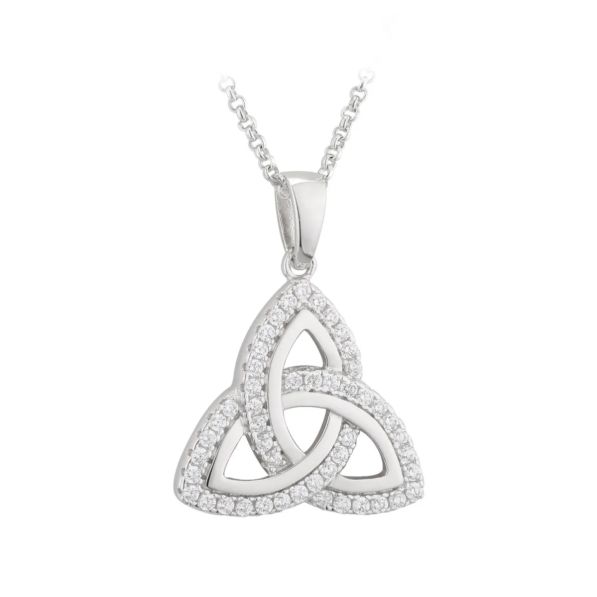 Sterling Silver Cubic Zirconia Trinity Knot Pendant0...