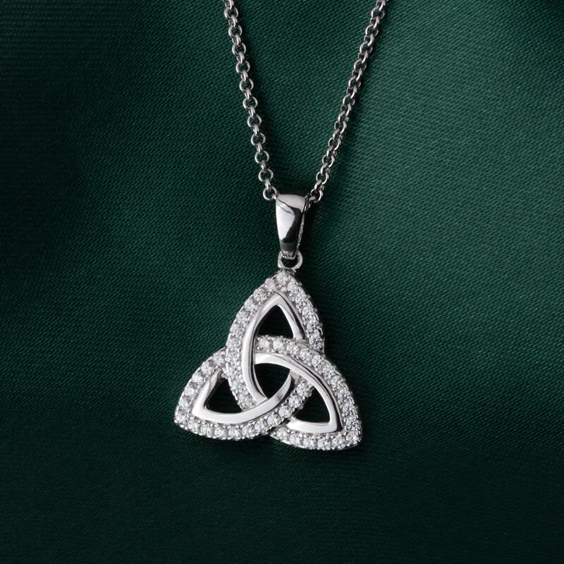 Sterling Silver Cubic Zirconia Trinity Knot Pendant1
