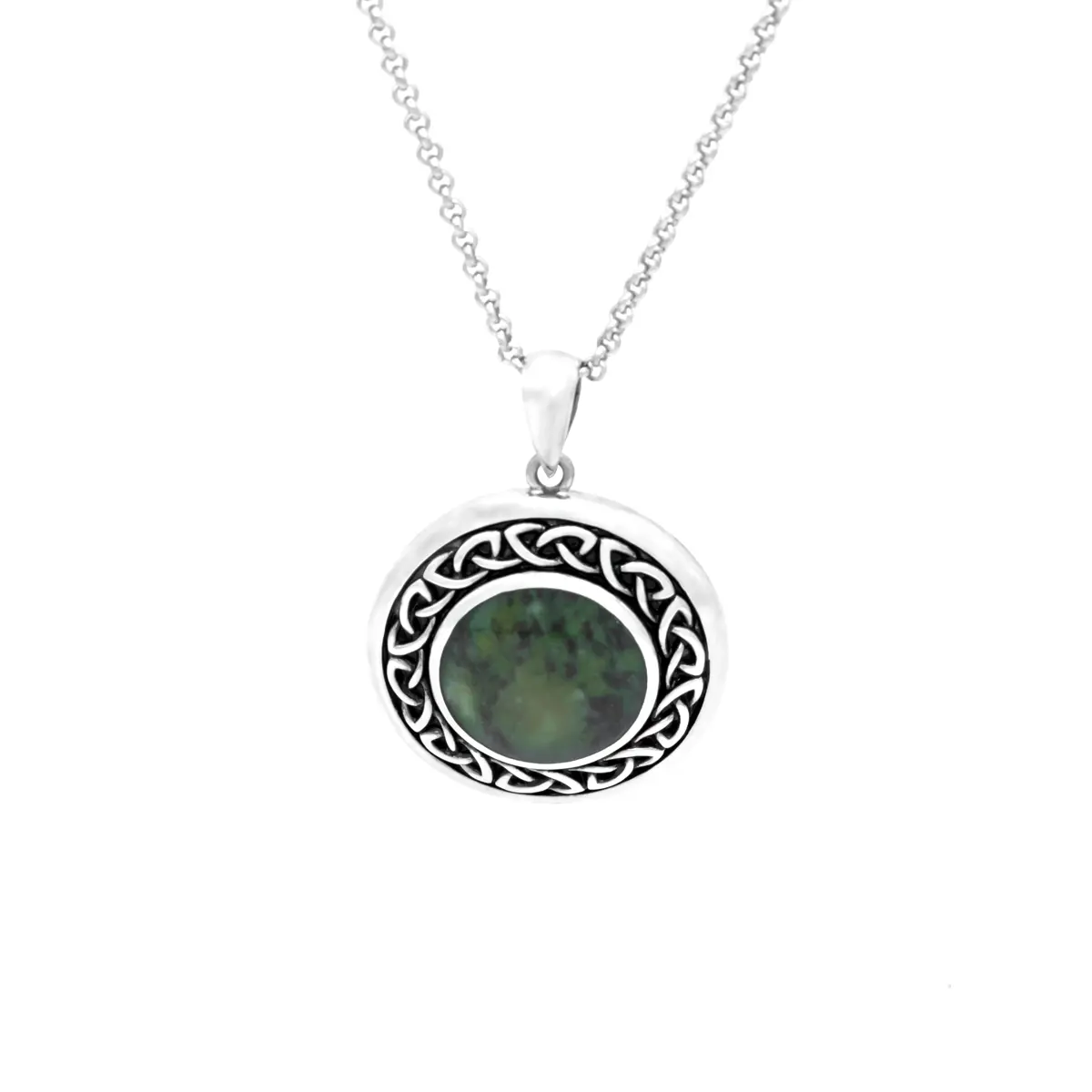 Silver Connemara Marble Celtic Pendant 1...