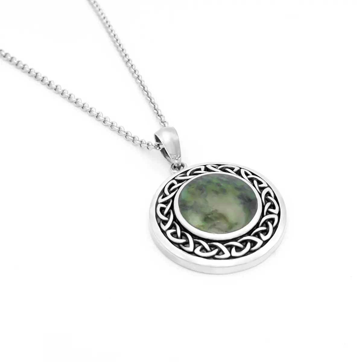 Silver Connemara Marble Celtic Pendant 3...