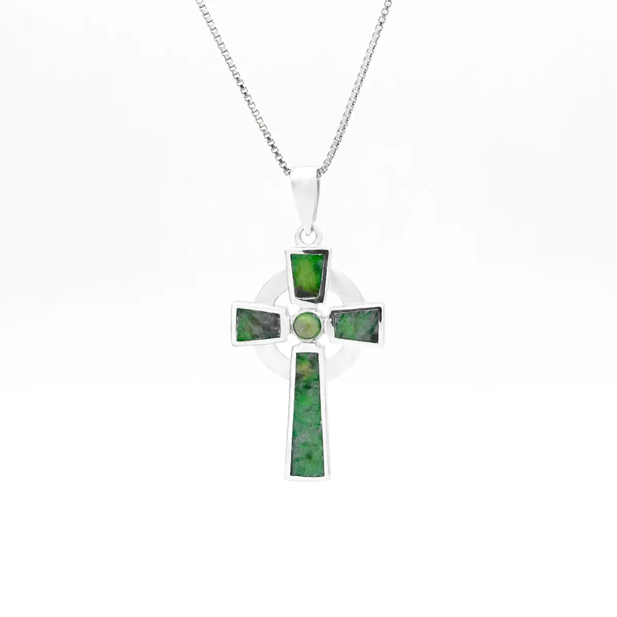 Silver Connemara Marble Cross Necklace 1...
