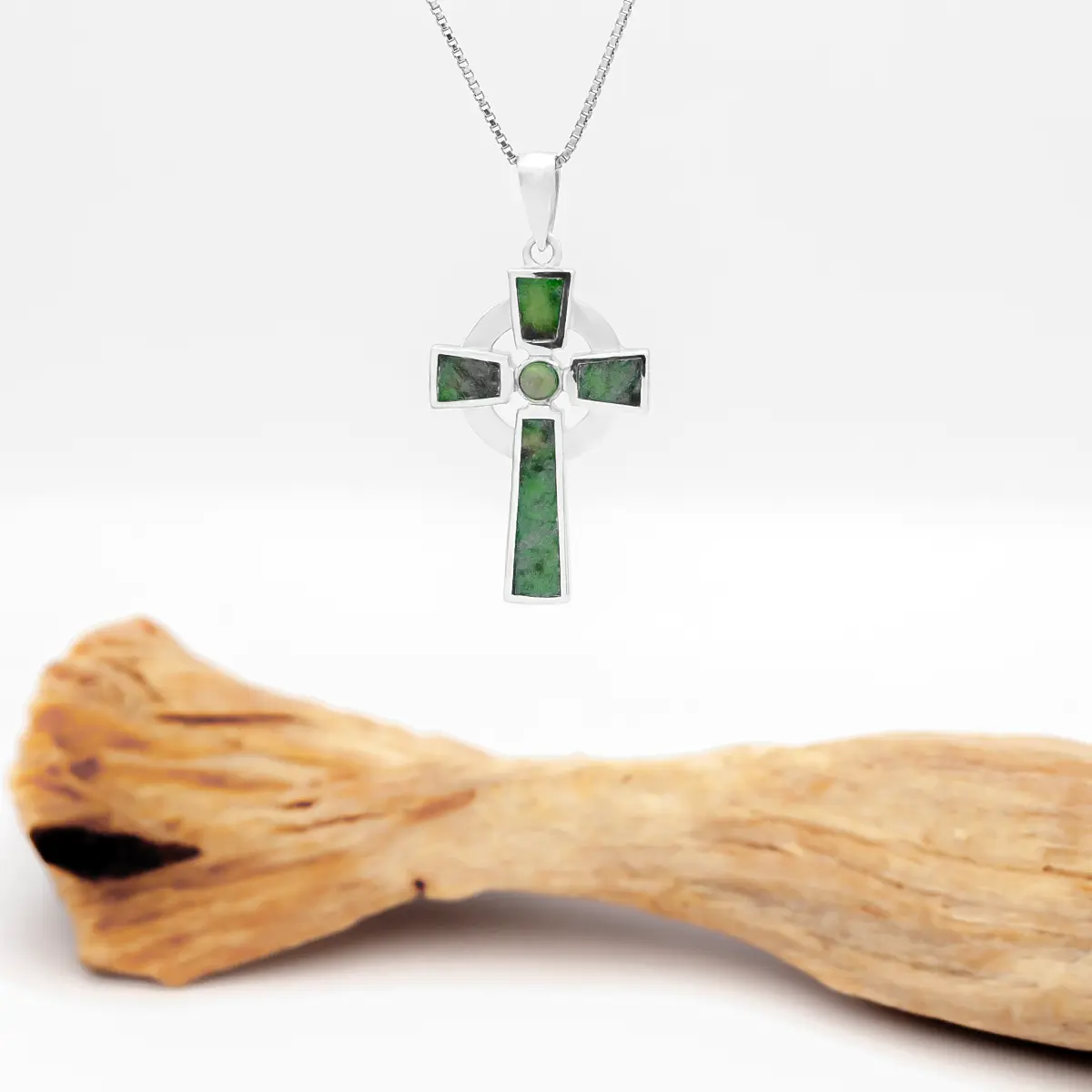 Silver Connemara Marble Cross Necklace 5...