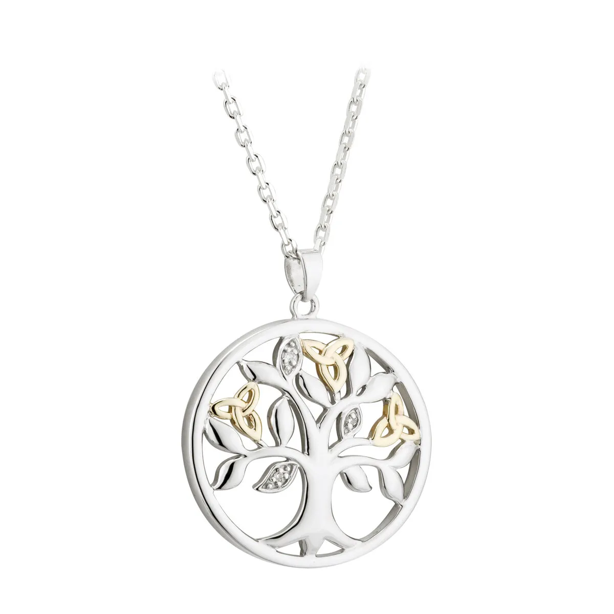 Sterling Silver And 10k Gold Diamond Tree Of Life Pendant 0...
