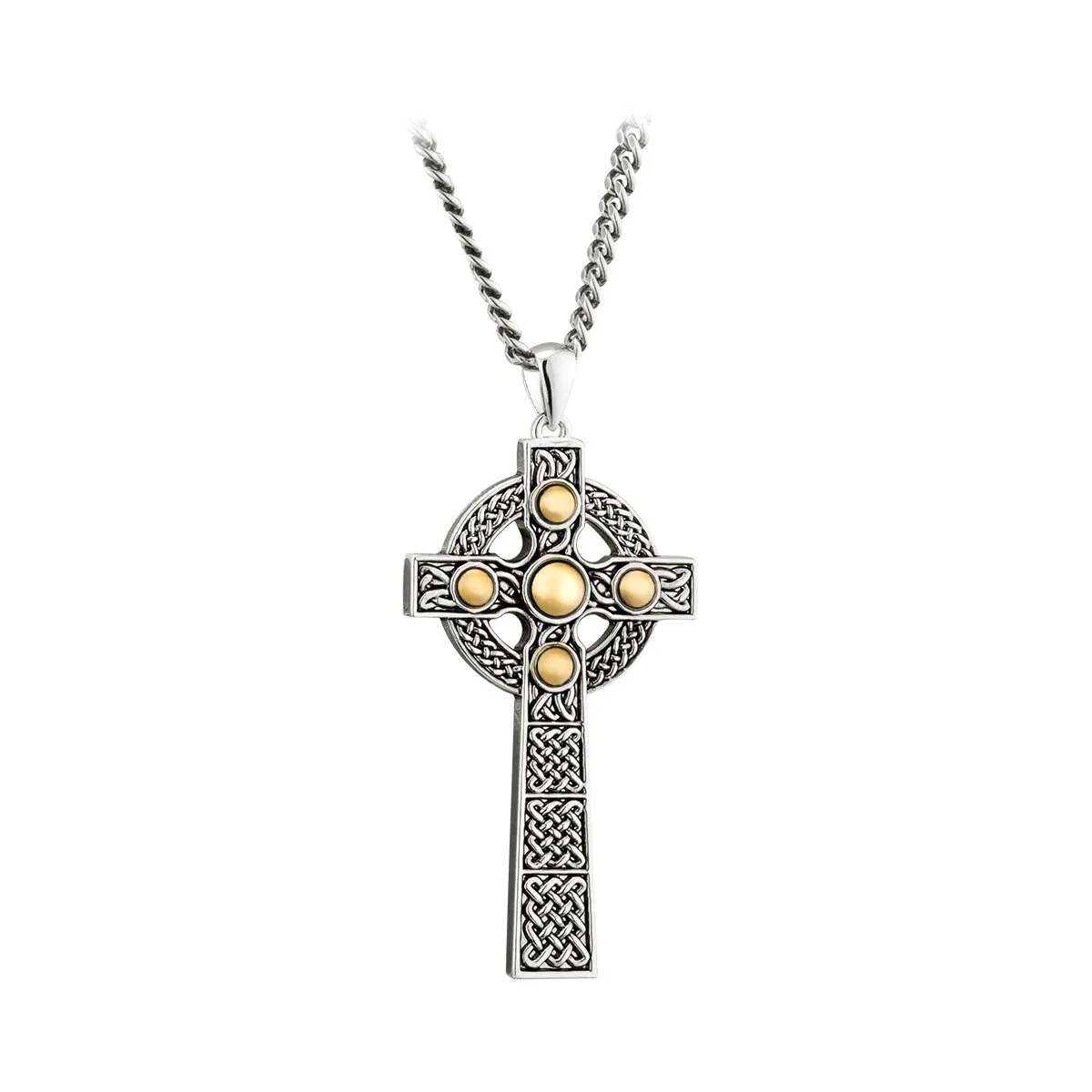 Gents Two Tone Gold & Silver Celtic Cross Pendant...