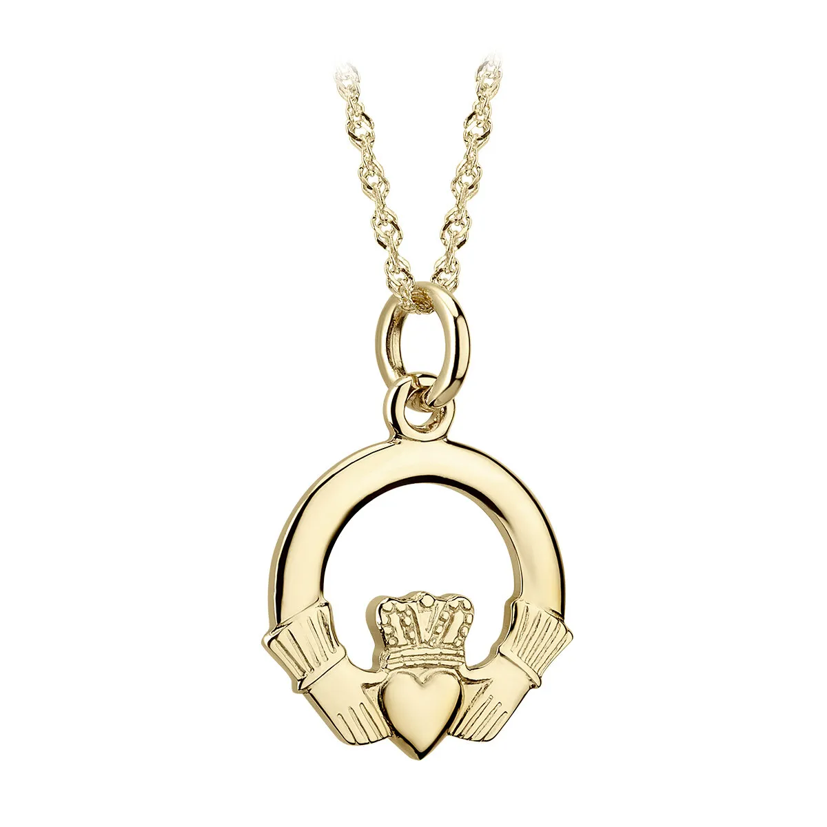 14k Gold Small Claddagh Pendant0...