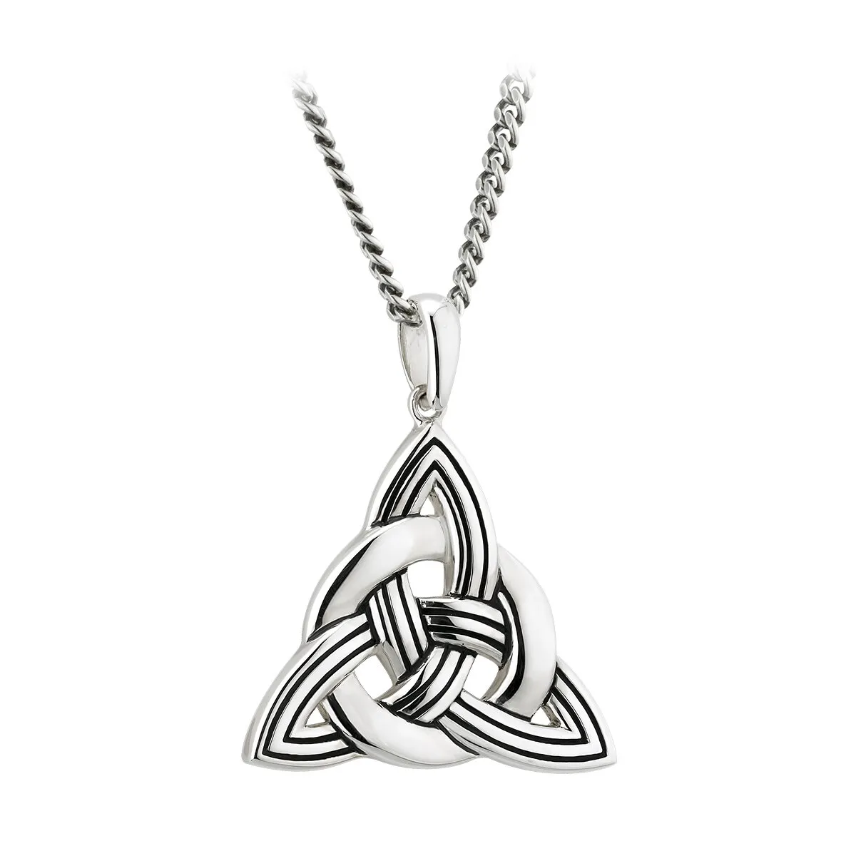 Mens Oxidized Silver Celtic Trinity Knot Pendant...