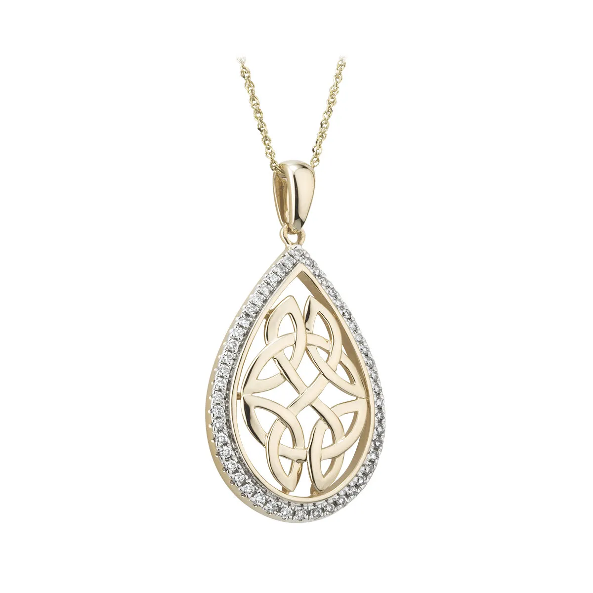 Sapphire Celtic Spiral Necklace - 14K Yellow Gold with White