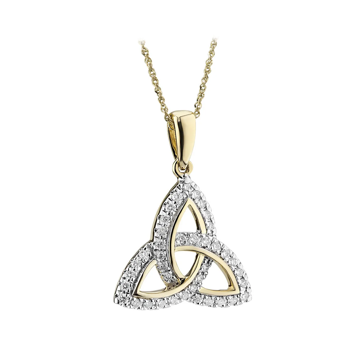 14k Gold Diamond Trinity Knot Pendant0