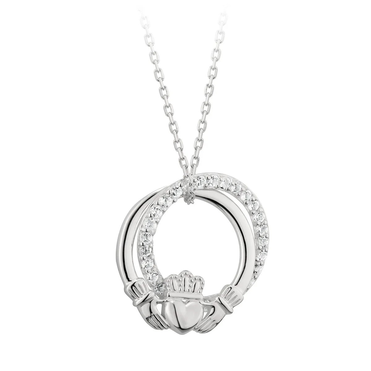 Sterling Silver Claddagh Circle Pendant 0...