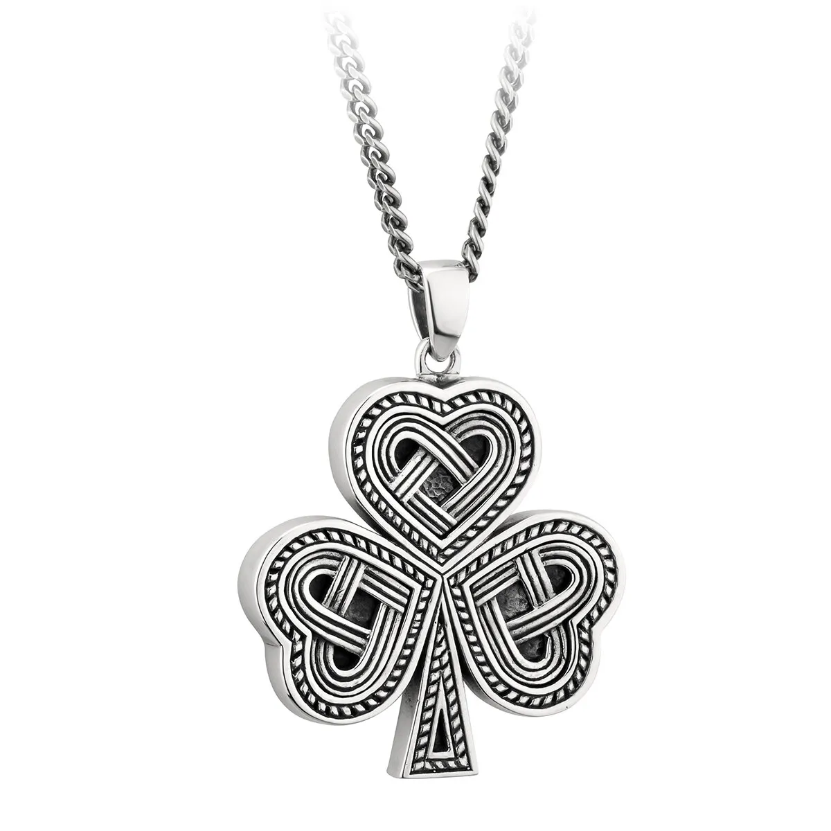 Ciondolo Irlandese Leprechaun In Argento Sterling 925 Con Trifoglio Verde - Catena 45,7 Cm Inclusa - Gioiello Celtico In Scatola Regalo