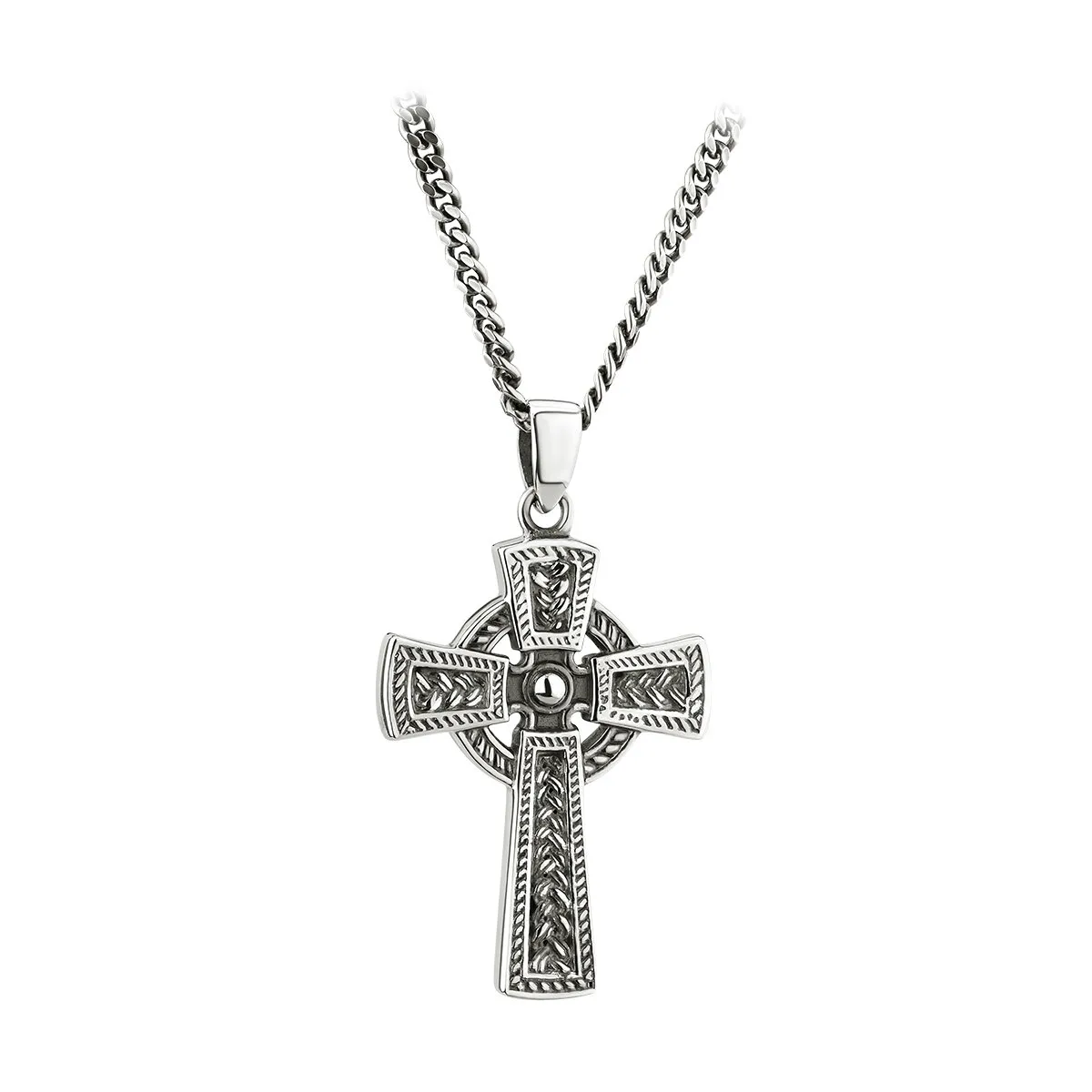 Gents Oxidized Sterling Silver Celtic Cross Pendant...