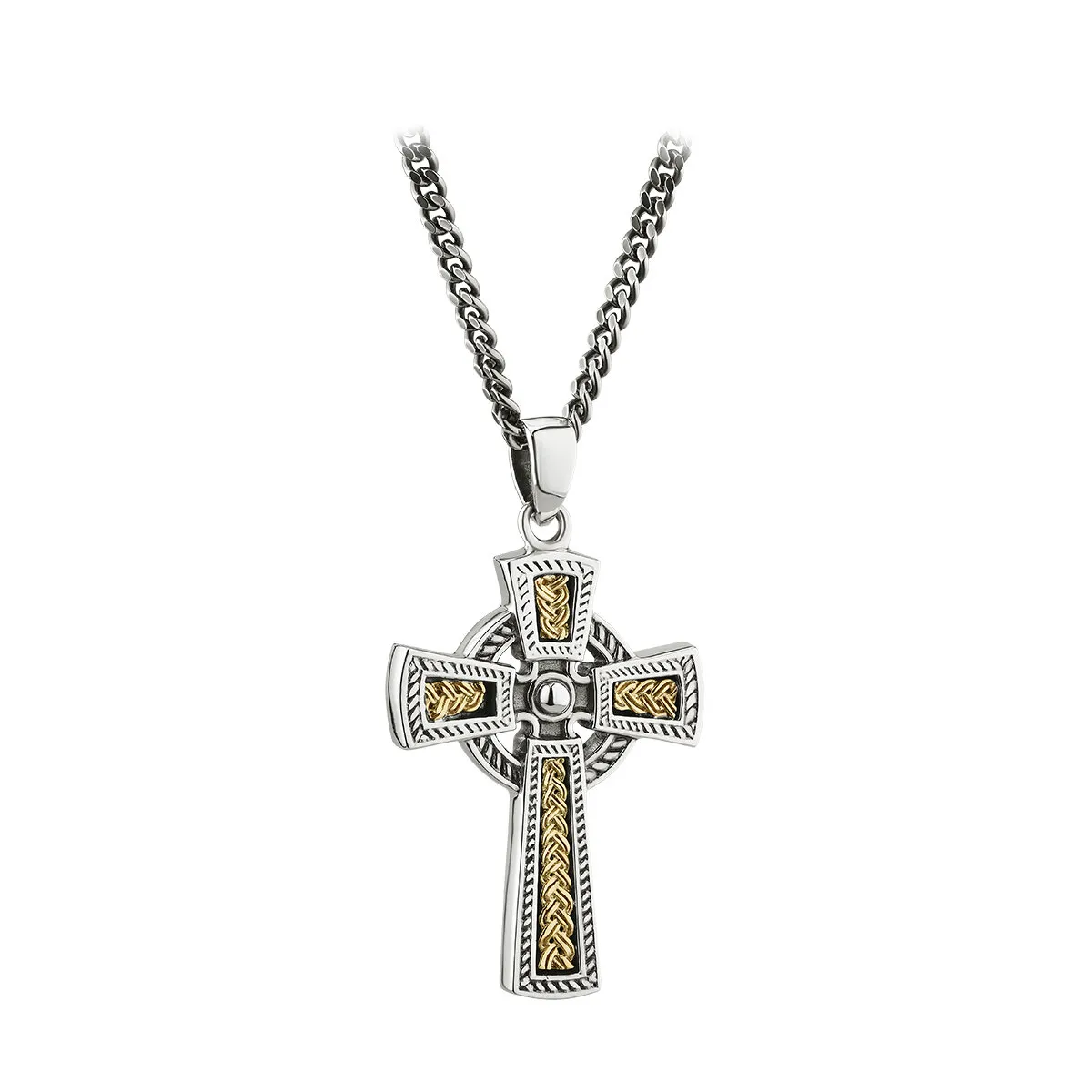 Gents Gold And Oxidized Silver Celtic Cross Pendant...