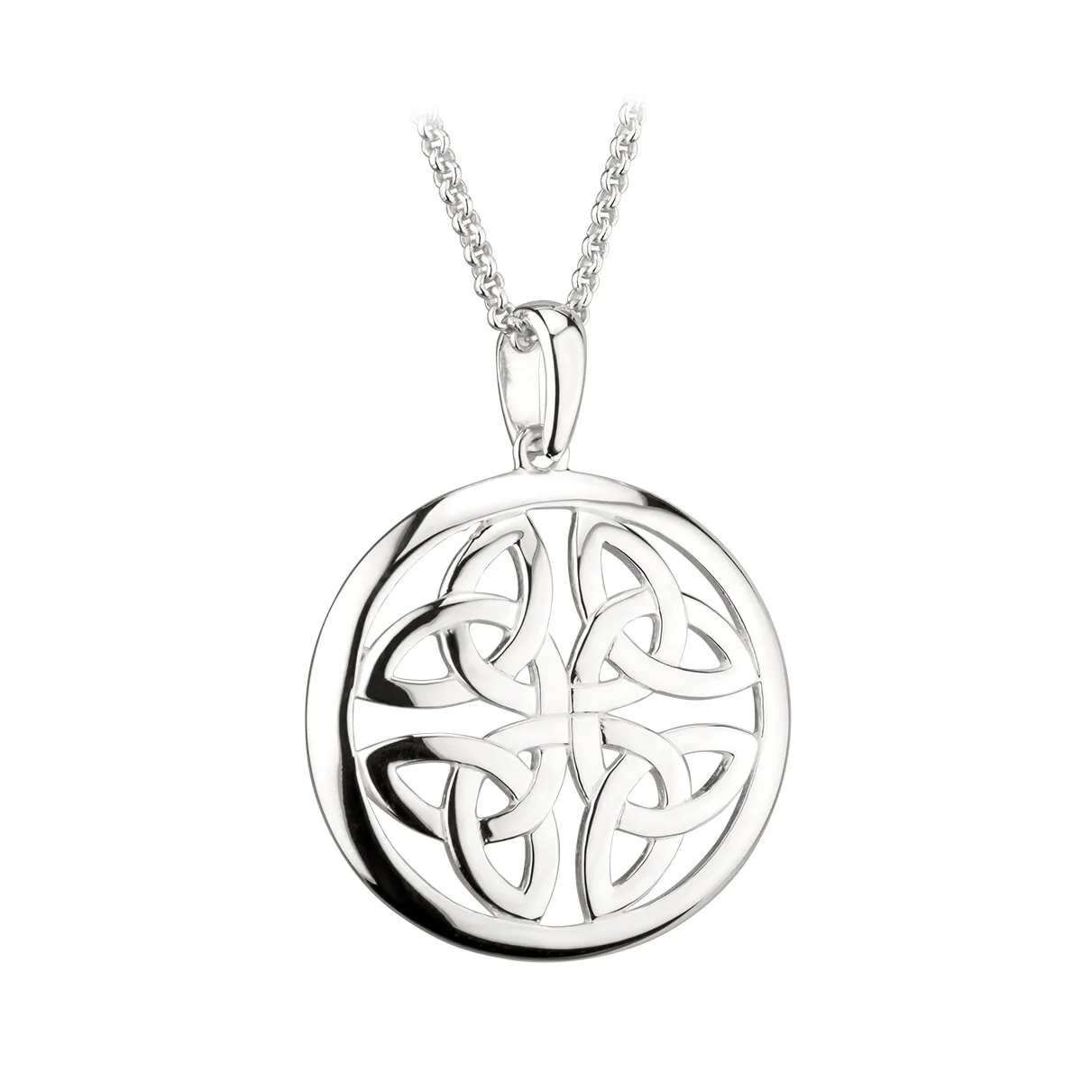 Sterling Silver Trinity Knot Circle Pendant...