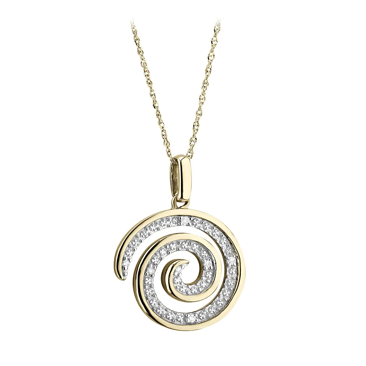 9k Gold Diamond Swirl Pendant0...