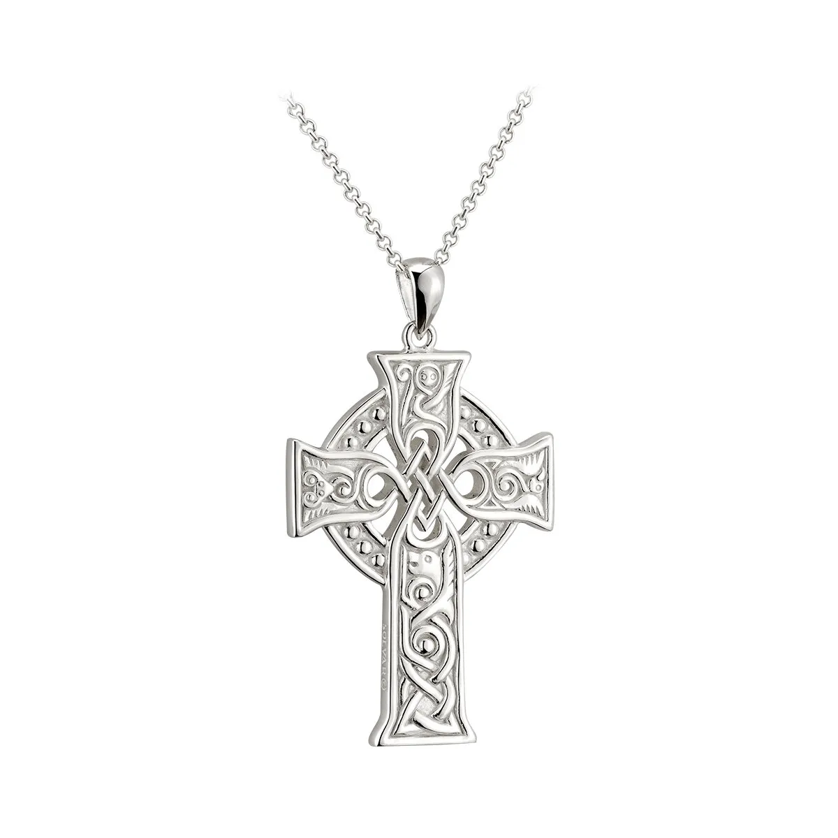 Mens Sterling Silver Large Celtic Cross Four Apostles Pendant
