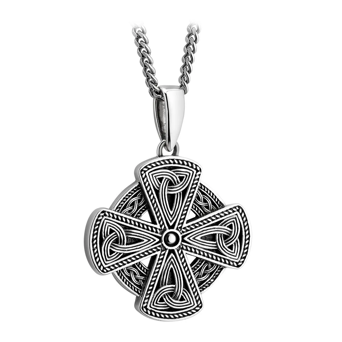 Mens Silver Celtic Cross Necklace...