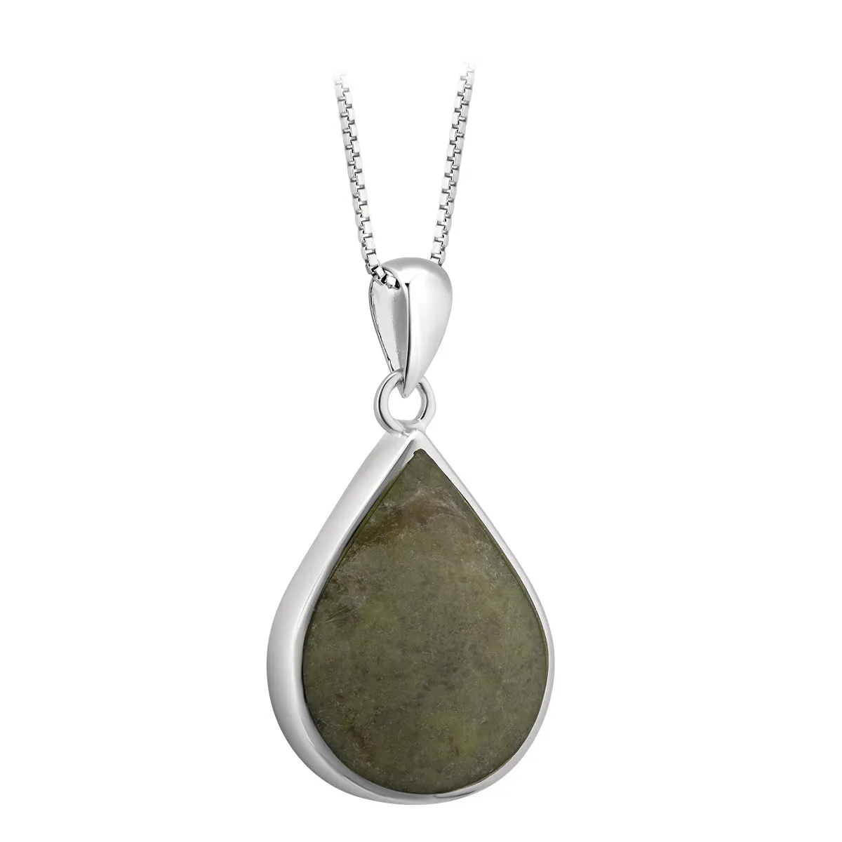 Silver Connemara Marble Teardrop Pendant...