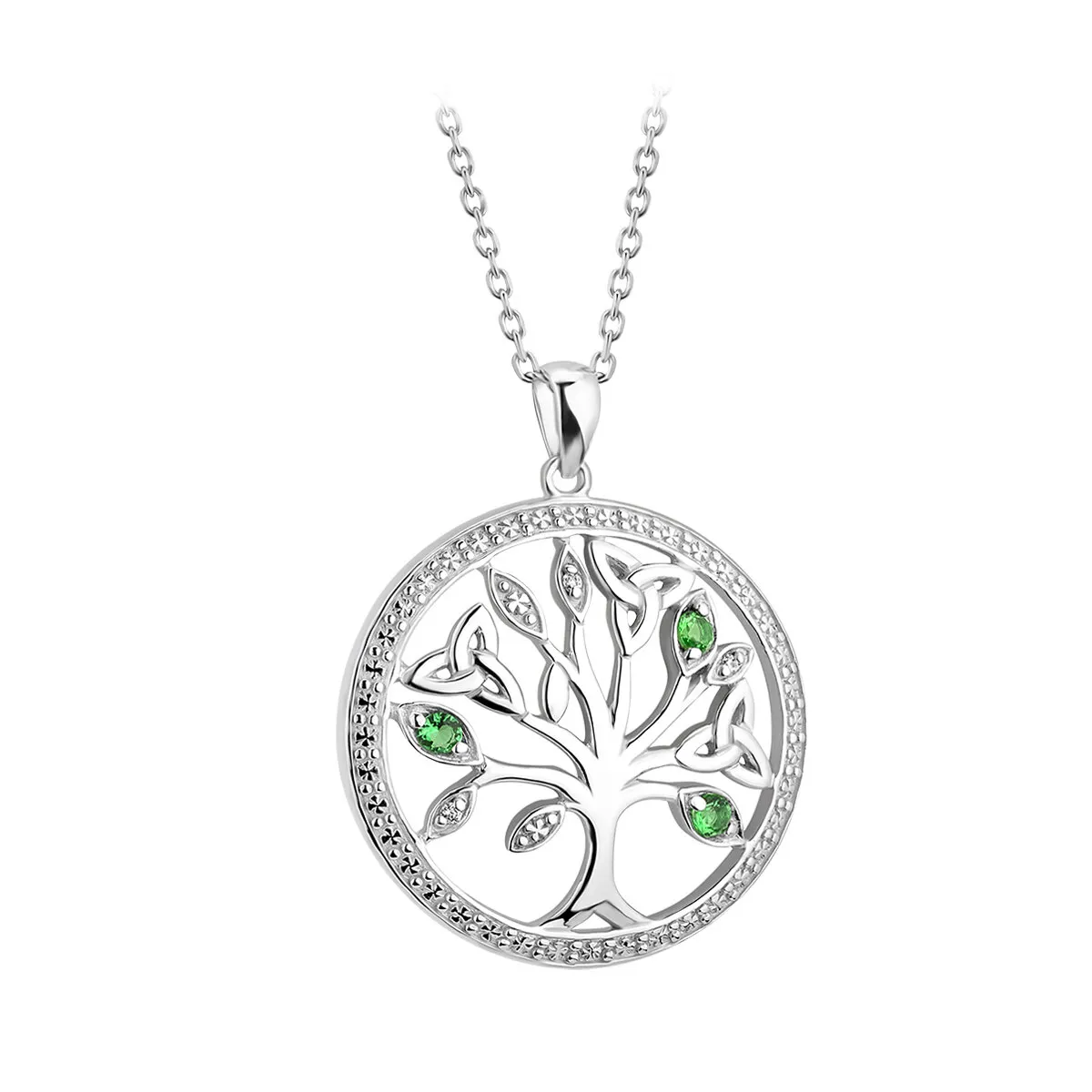 Sterling Silver Crystal Illusion Celtic Tree Of Life Necklace...