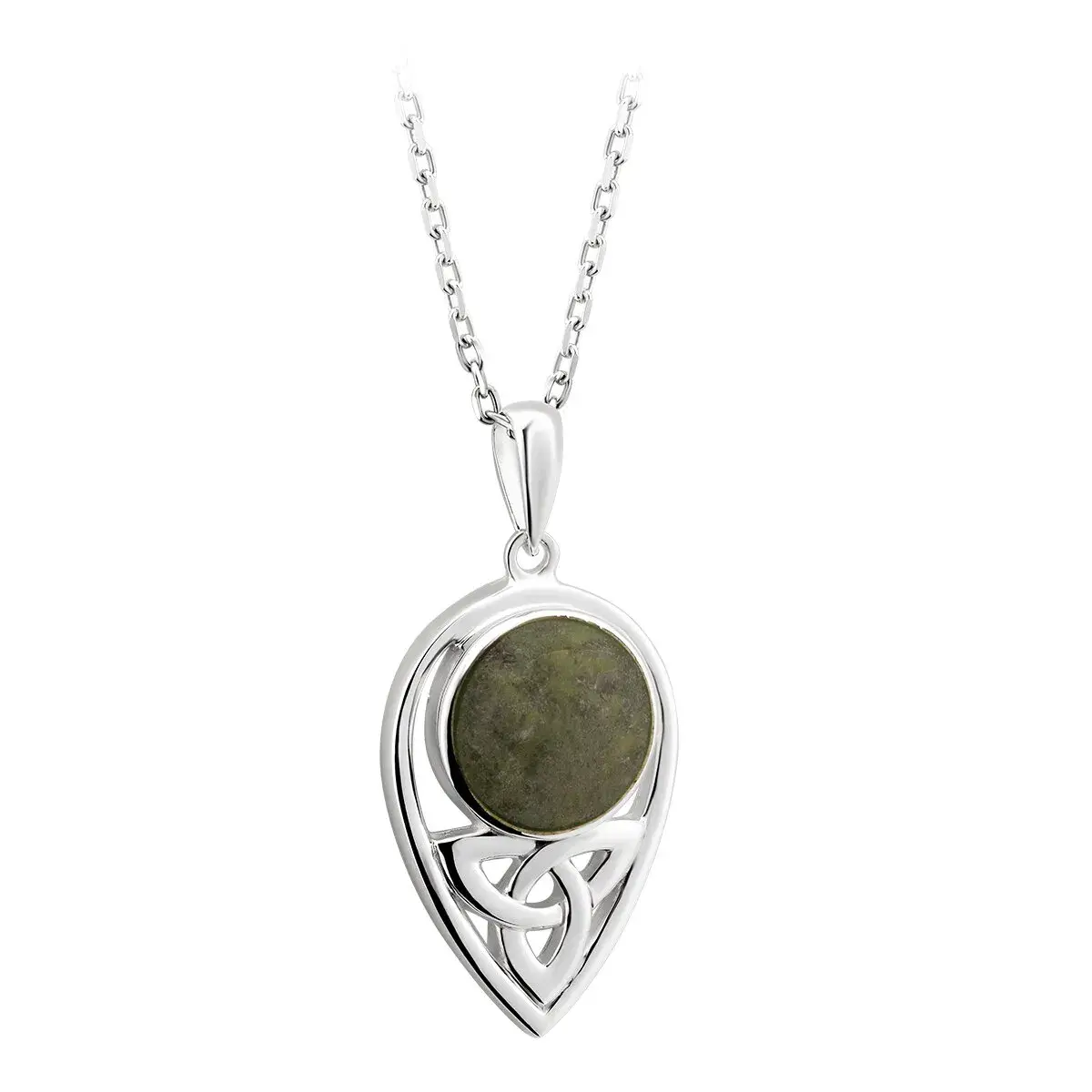Silver Connemara Marble Trinity Knot Pendant0webp