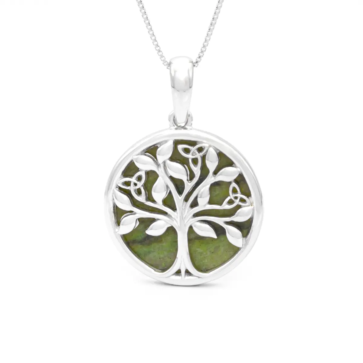 Silver Connemara Marble Tree Of Life Pendant 1...