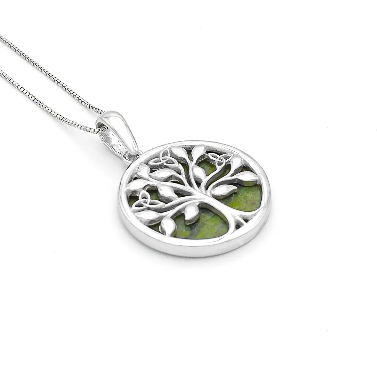 Silver Connemara Marble Tree Of Life Pendant 3...