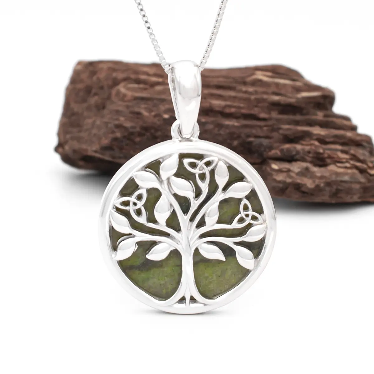 Silver Connemara Marble Tree Of Life Pendant 4...