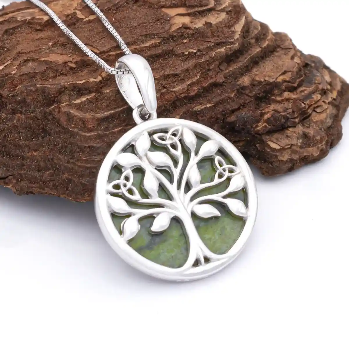 Sterling Silver Tree Of Life Necklace Featuring Connemara Marble...