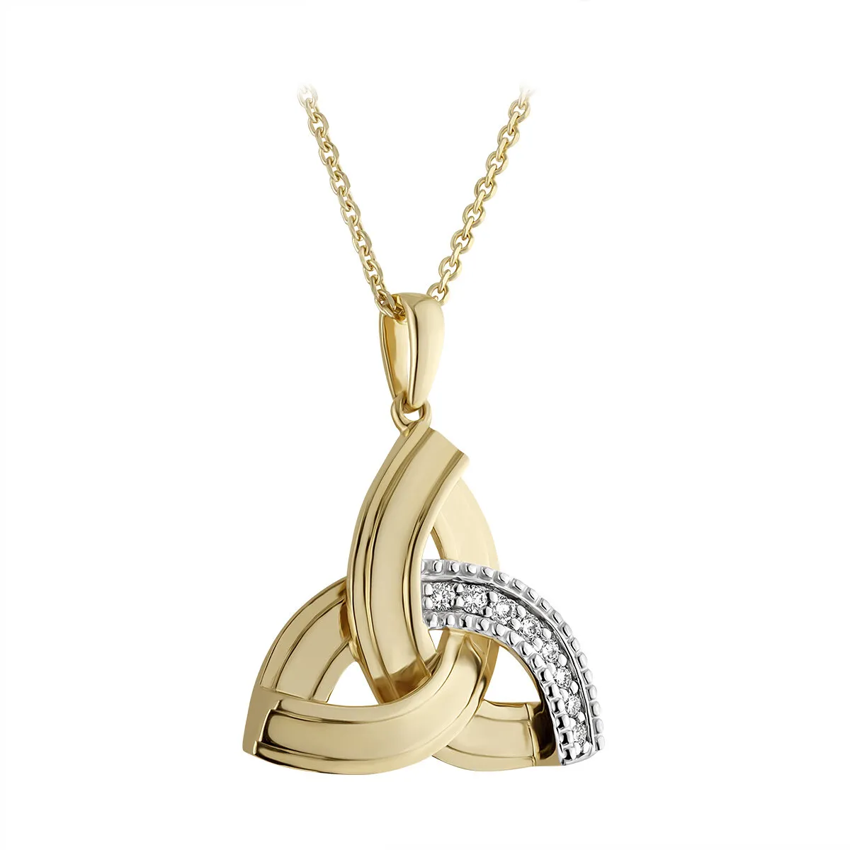 14k Gold Diamond Trinity Knot Pendant...