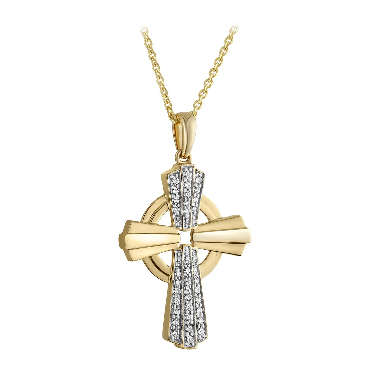 14k Gold Diamond Celtic Cross Pendant...