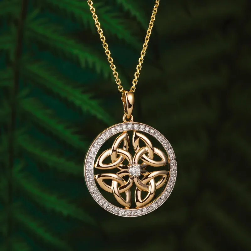 14k Gold Diamond Trinity Knot Pendant Photo 2 