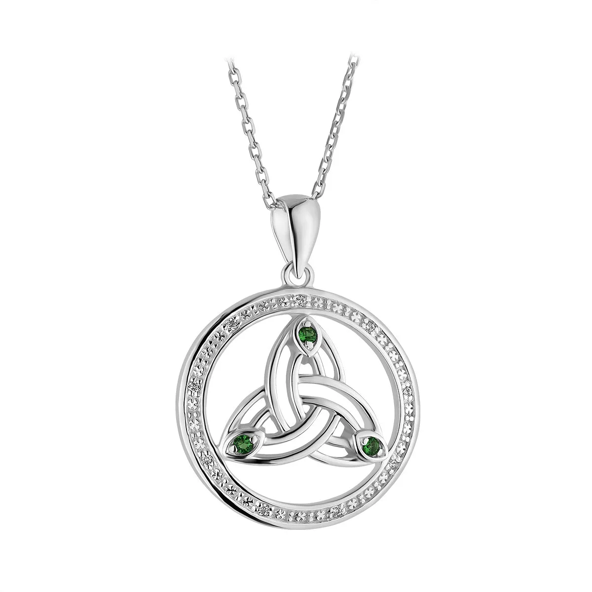 Sterling Silver Crystal Trinity Circle Pendant