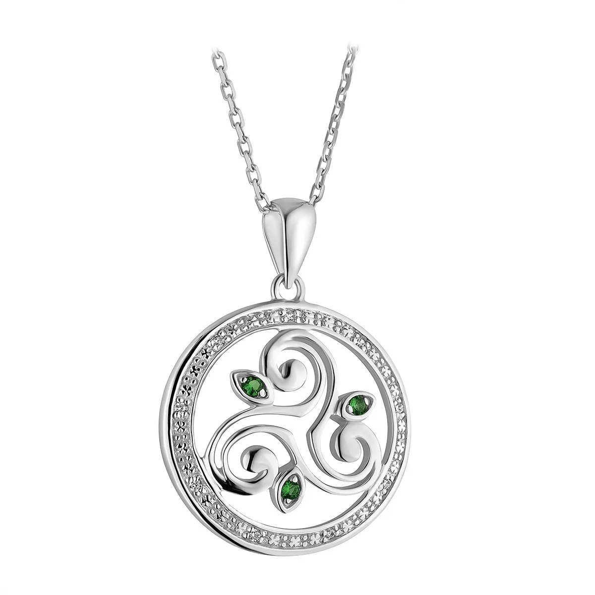 Silver Crystal Spiral Circle Pendant...