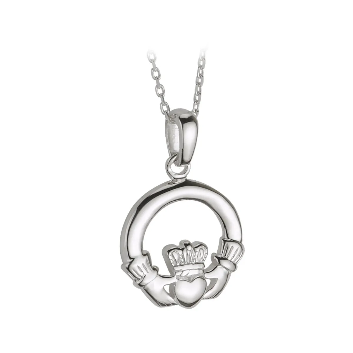 Sterling Silver Irish Claddagh Pendant...