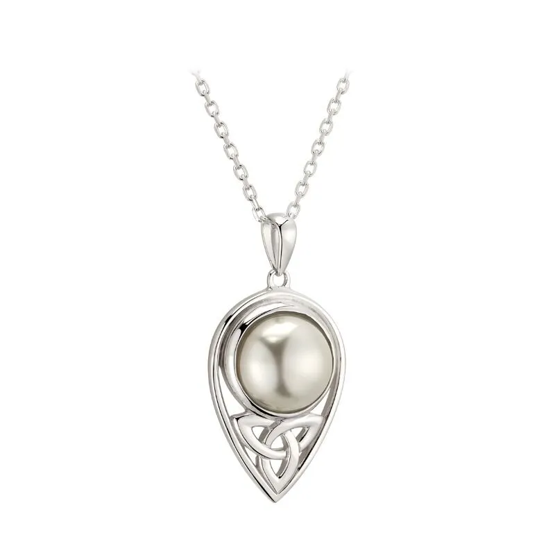 Pearl Silver Trinity Knot Pendant 0...