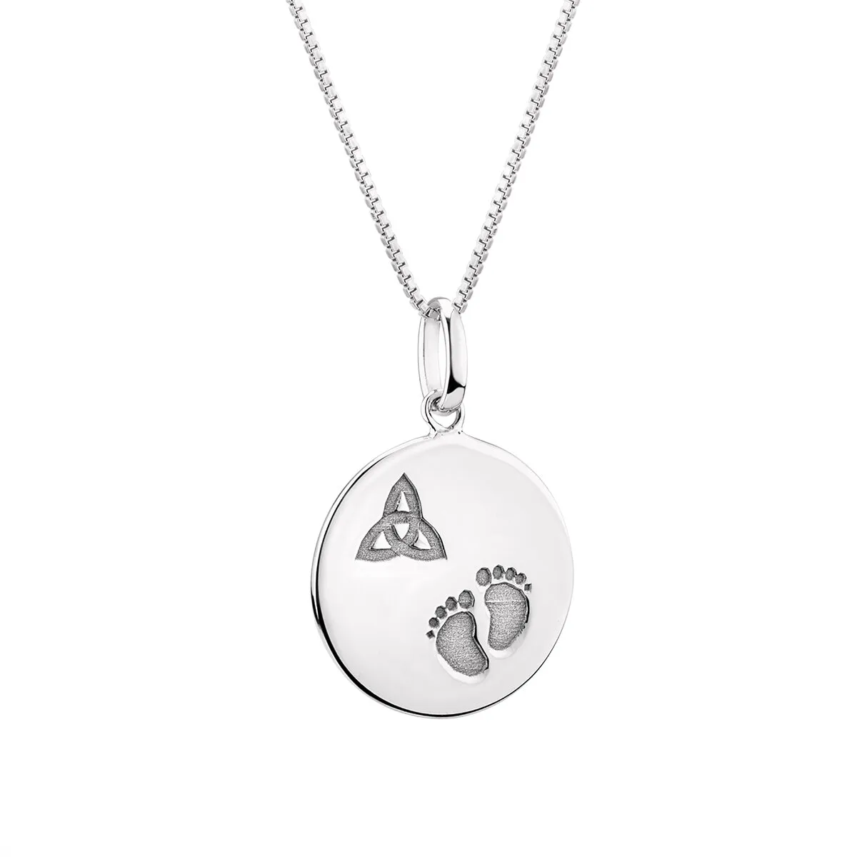 Sterling Silver Trinity Knot & Baby Feet Pendant...