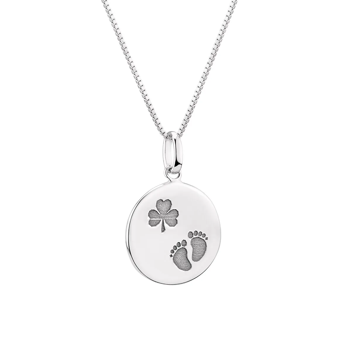 Sterling Silver Shamrock & Baby Feet Pendant...