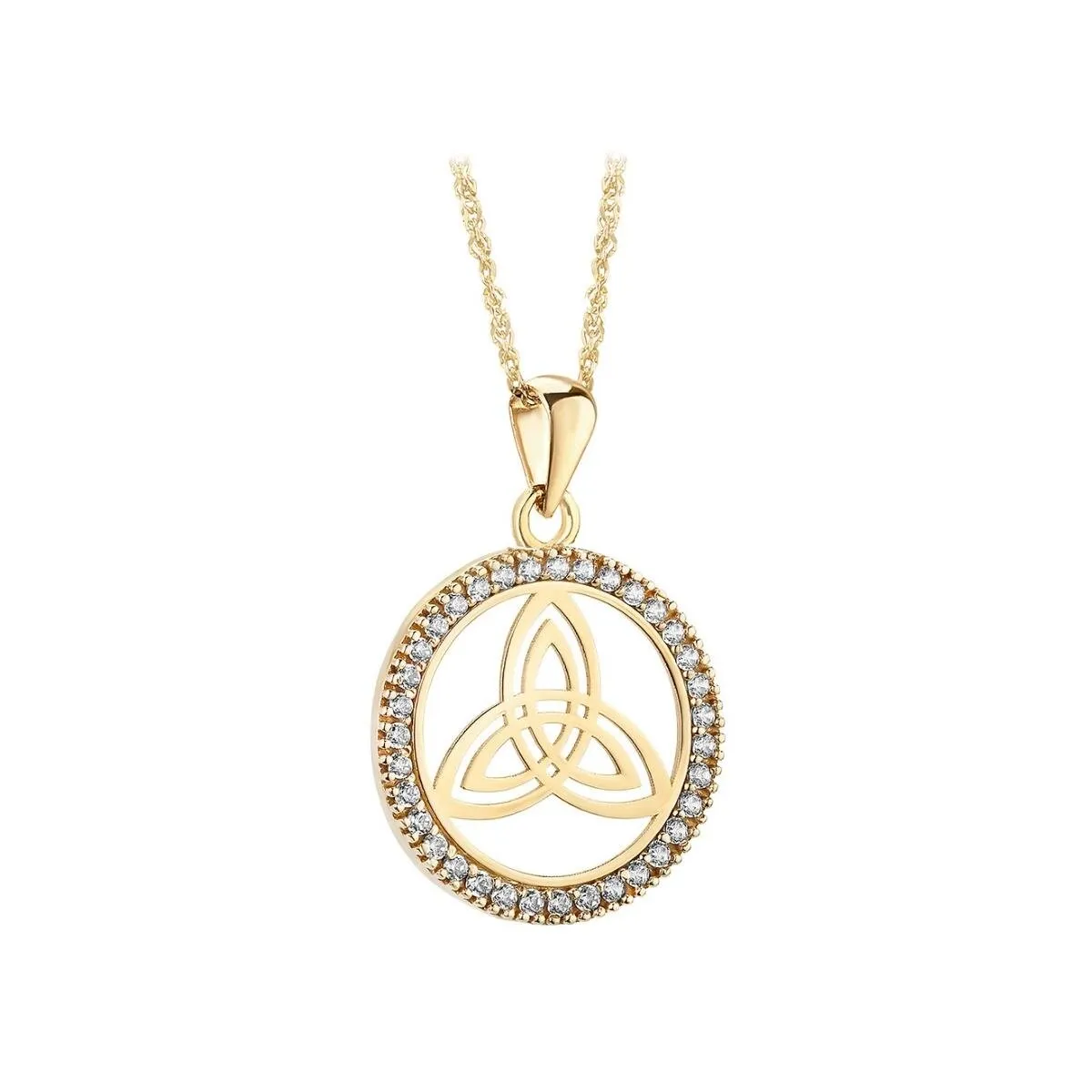 10k Gold Round Trinity Knot Necklace with Cubic Zirconia Stones...