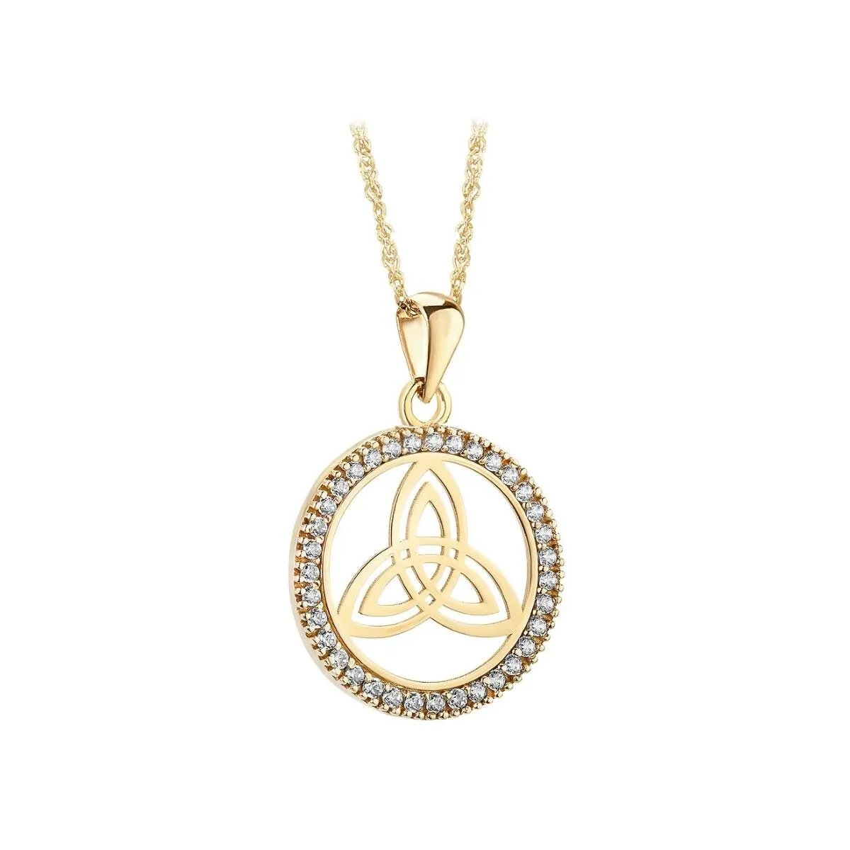 10k Gold Cz Round Trinity Knot Necklace...