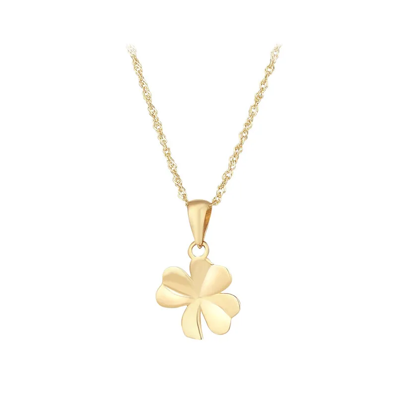 Traditional 14k Gold Small Shamrock Necklace...