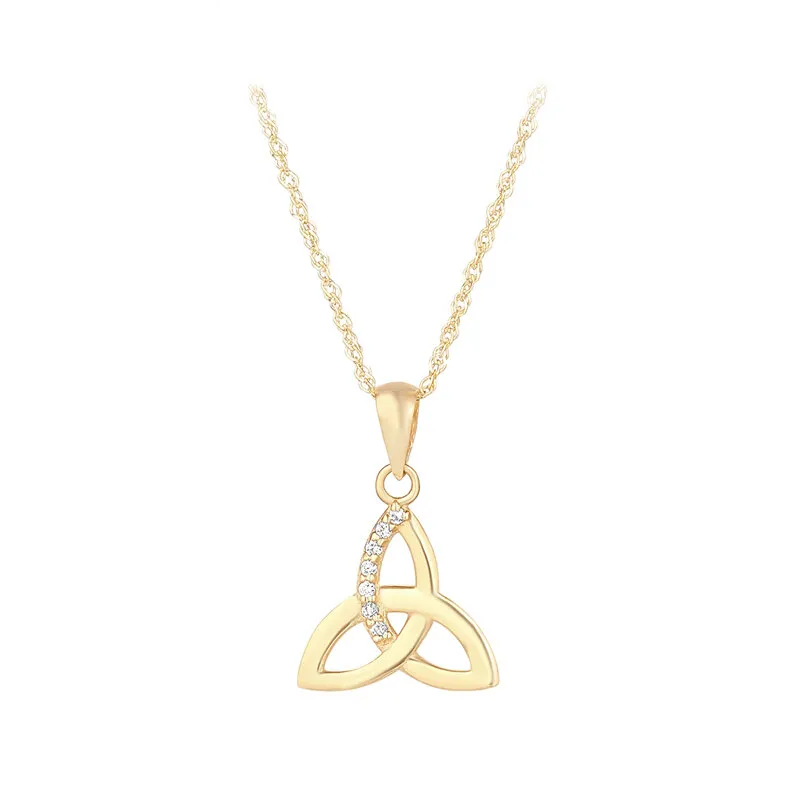 10k Gold Cz Trinity Knot Necklace S46923
