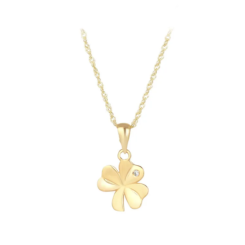 10k Gold Shamrock Necklace with Cubic Zirconia Stone...