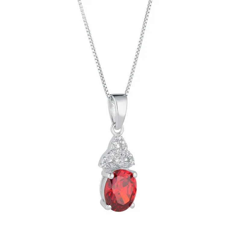 Sterling Silver January Birthstone Trinity Knot Necklace 01...