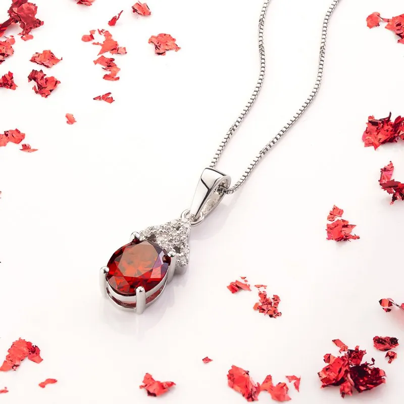 Sterling Silver January Birthstone Trinity Knot Necklace 02